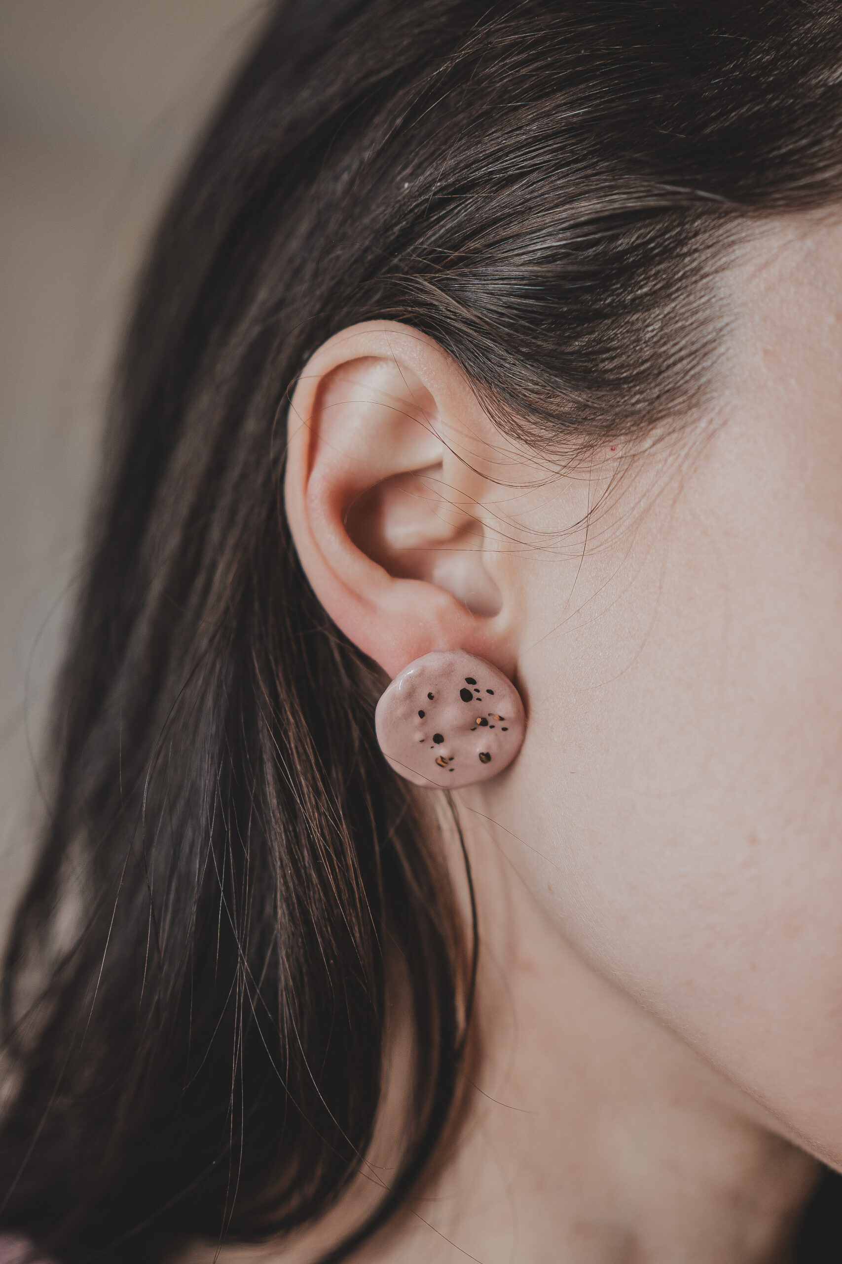 Ceramiczne kolczyki - Różowy mech - obrazek 2