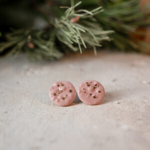 Ceramiczne kolczyki - Różowy mech
