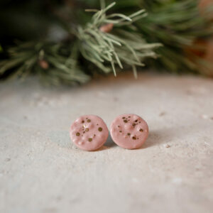 Ceramiczne kolczyki - Różowy mech